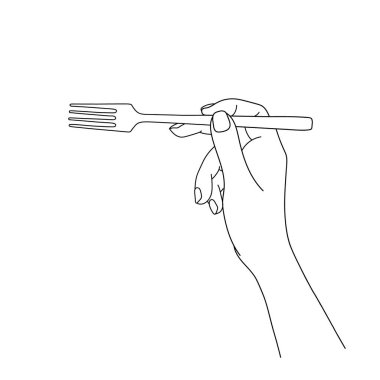 Elde çatal, çizgi sanat vektörü çizimi