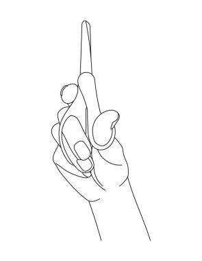 El çizgisi sanat vektörü illüstrasyonunda makas