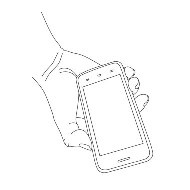 El ele tutuşmalar, akıllı telefon, çizgi çizimleri.