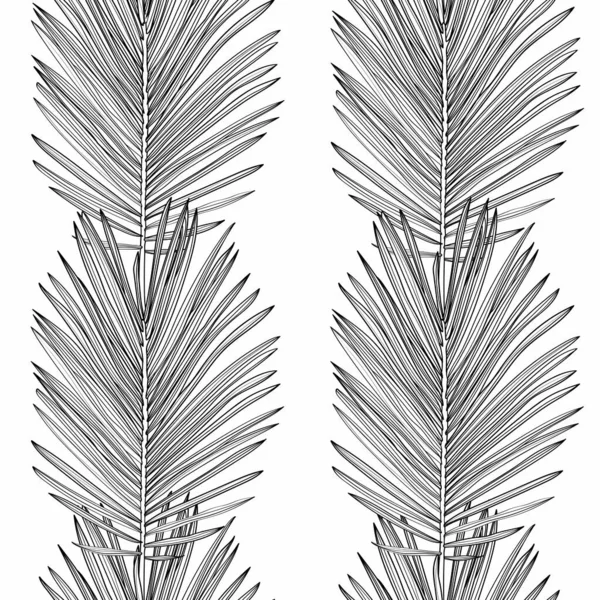 Modieus Naadloos Tropisch Patroon Met Palmsilhouet Tropische Bladeren Een Zwarte — Stockvector