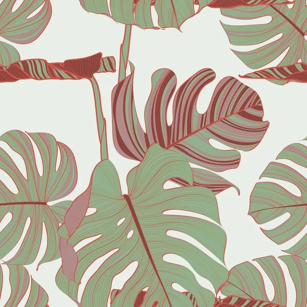 Bej Arka Planda Kahverengi Tropik Palmiye Yaprakları Olan Modaya Uygun — Stok Vektör