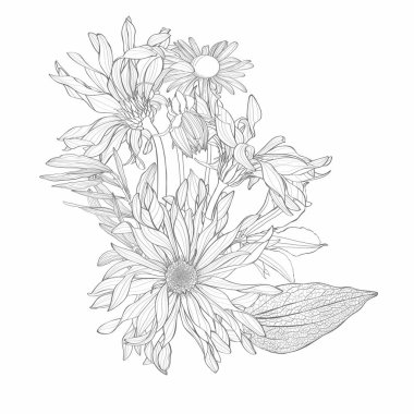 Ayçiçekli buket Gerbera, sanat tarzında. Düğün, doğum günü, yıldönümü için..