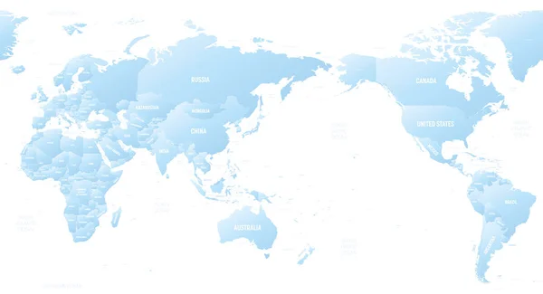 Mapa Del Mundo Asia Australia Océano Pacífico Centrado Mapa Político — Vector de stock