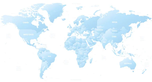 Світ Висока Детальна Політична Карта Світу Маркуванням Назв Країн Океанів — стоковий вектор