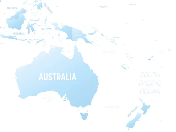 Austrália Oceania Mapa Político Detalhado Região Australiana Pacífica Com Nomes —  Vetores de Stock