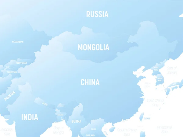 China Mapa Político Detallado China Los Países Vecinos Con Etiquetado — Vector de stock