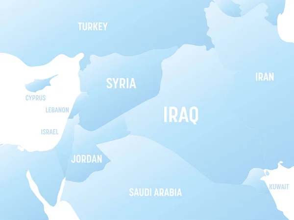 Médio Oriente Mapa Político Detalhado Região Oriente Médio Península Arábica — Vetor de Stock