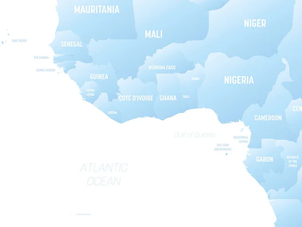 Afrique Ouest Carte Politique Détaillée Afrique Ouest Région Baie Guinée — Image vectorielle