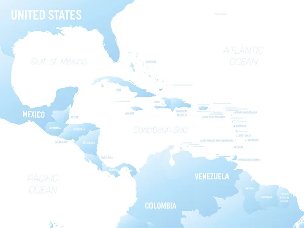 Centroamérica Mapa Político Detallado Región Centroamericana Del Caribe Con Etiquetado — Archivo Imágenes Vectoriales