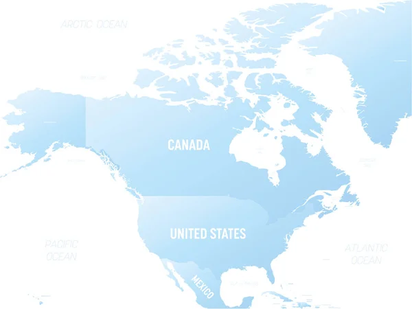 Βόρεια Αμερική Υψηλός Πολιτικός Χάρτης Βορειοαμερικανική Ήπειρος Σήμανση Των Ονομάτων — Διανυσματικό Αρχείο