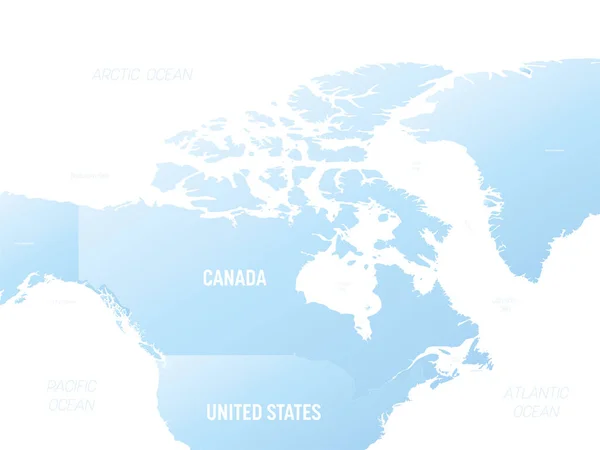 Canada Hoge Gedetailleerde Politieke Kaart Canada Buurlanden Met Land Oceaan — Stockvector