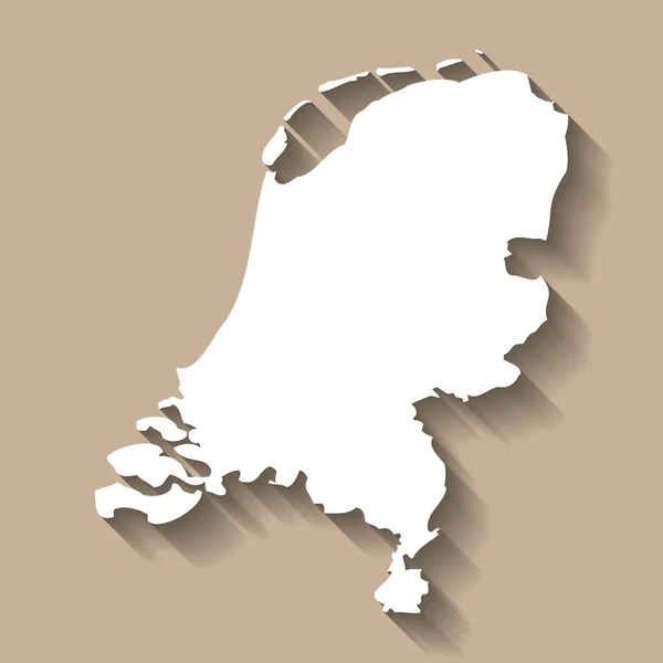 Pays Bas Silhouette Pays Carte Détaillée Haute Silhouette Campagne Blanche — Image vectorielle