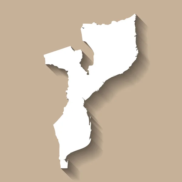Σιλουέτα Της Μοζαμβίκης Υψηλός Λεπτομερής Χάρτης Λευκή Εξοχική Σιλουέτα Ριγμένη — Διανυσματικό Αρχείο
