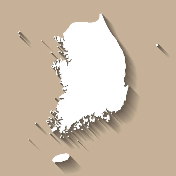 Wiejska Sylwetka Korei Południowej Wysoka Szczegółowa Mapa Biała Sylwetka Kraju — Wektor stockowy