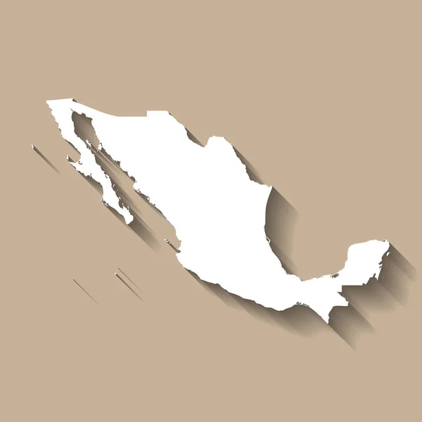 Silhouette Mexique Carte Détaillée Haute Silhouette Campagne Blanche Avec Ombre — Image vectorielle