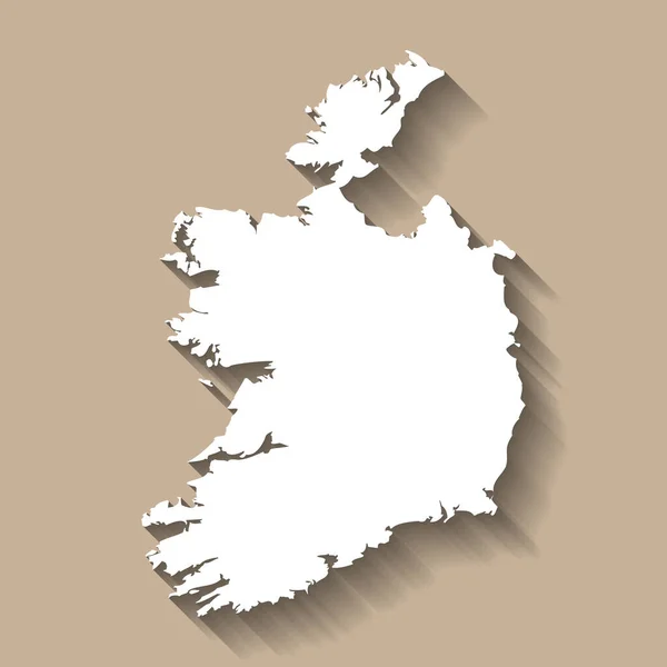 Ireland Country Silhouette High Detailed Map White Country Silhouette Dropped — Stock Vector