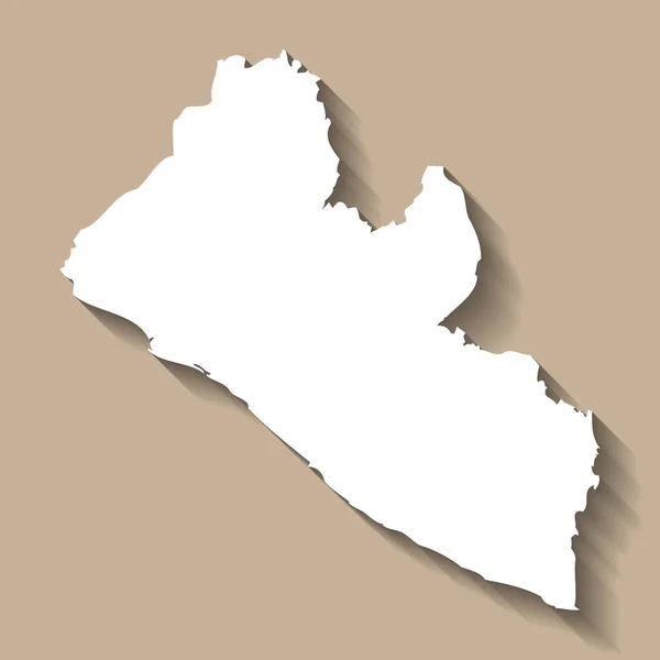 Wiejska Sylwetka Liberii Wysoka Szczegółowa Mapa Biała Sylwetka Kraju Opuszczonym — Wektor stockowy