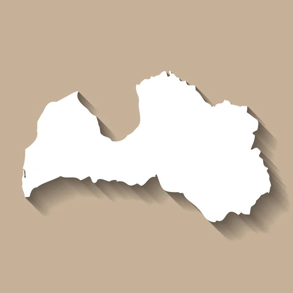 Łotwa Sylwetka Kraju Wysoka Szczegółowa Mapa Biała Sylwetka Kraju Opuszczonym — Wektor stockowy