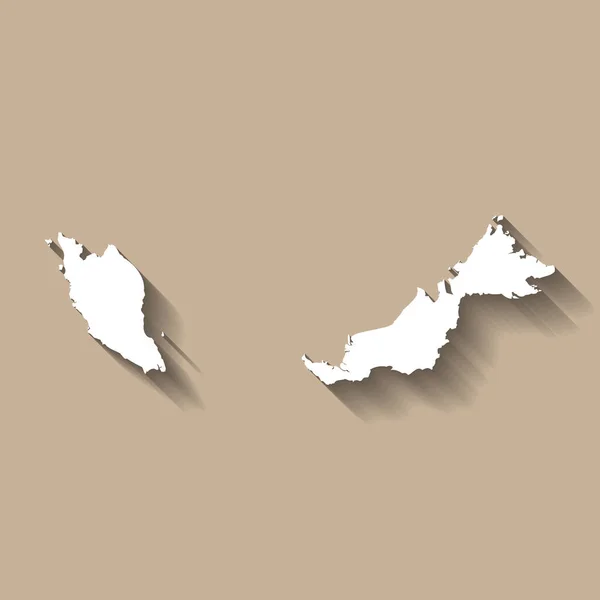 Malesian Siluetti Korkea Yksityiskohtainen Kartta Valkoinen Maa Siluetti Pudonnut Pitkä — vektorikuva