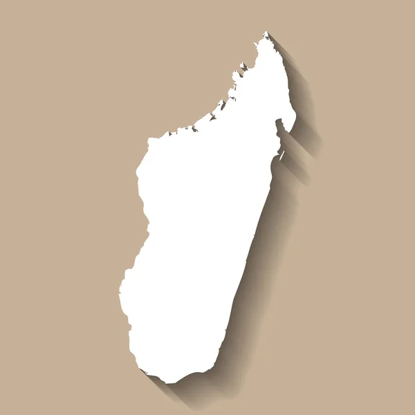 Madagaskarin Maalaissiluetti Korkea Yksityiskohtainen Kartta Valkoinen Maa Siluetti Pudonnut Pitkä — vektorikuva