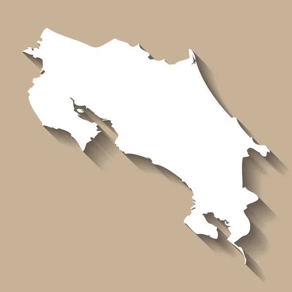 Kostaryka Sylwetka Kraju Wysoka Szczegółowa Mapa Biała Sylwetka Kraju Opuszczonym — Wektor stockowy