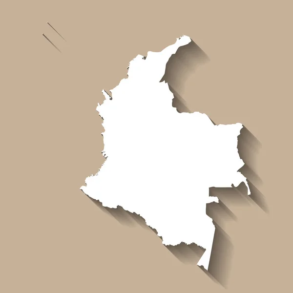 Colombias Landsiluett Högt Detaljerad Karta Vit Land Silhuett Med Tappade — Stock vektor