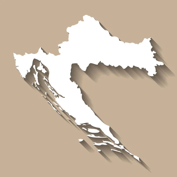 Chorwacja Sylwetka Kraju Wysoka Szczegółowa Mapa Biała Sylwetka Kraju Opuszczonym — Wektor stockowy