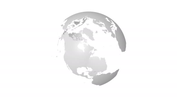 Carte Globe Terrestre Rotative Terres Gris Clair Mers Transparentes Océans — Video
