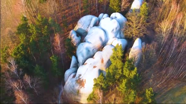 Rocas Blancas Rocas Elefantes Cerca Jitrava Village Montañas Lusacia República — Vídeos de Stock