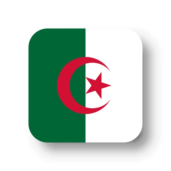 Argelia Bandera Plana Vector Cuadrado Con Esquinas Redondeadas Sombra Caída — Vector de stock
