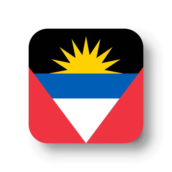 Antigua Barbuda Zászló Lapos Vektor Tér Lekerekített Sarkokkal Levetett Árnyékkal — Stock Vector