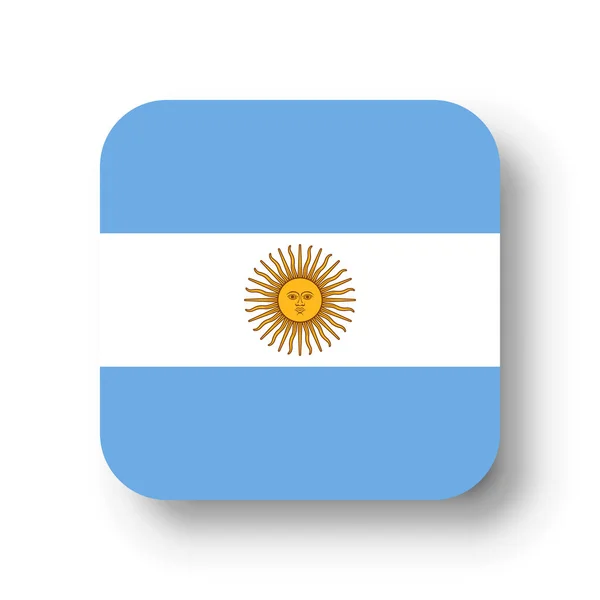 阿根廷国旗平面矢量正方形 阴影落下 — 图库矢量图片