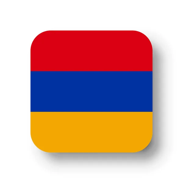 Armenia Flag Flat Vector Square Rounded Corners Dropped Shadow — Stock Vector