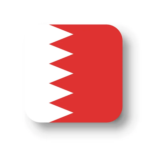 Bahrein Vlag Vlakke Vector Vierkant Met Afgeronde Hoeken Slagschaduw — Stockvector