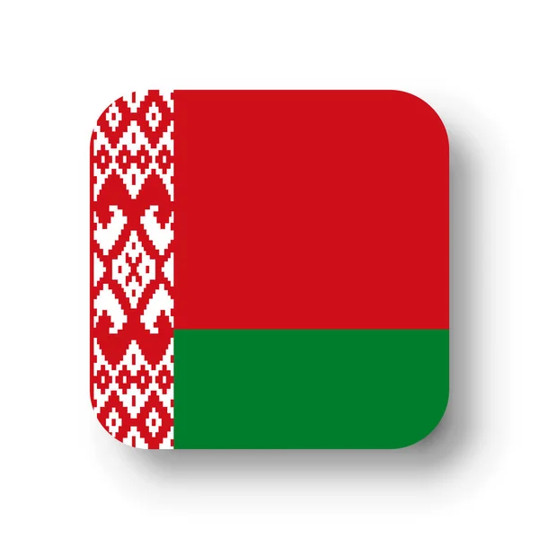 Bandiera Bielorussia Quadrato Vettoriale Piatto Con Angoli Arrotondati Ombra Caduta — Vettoriale Stock