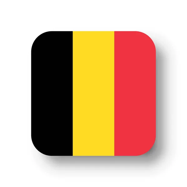 比利时国旗平面矢量正方形 拐角圆 阴影落下 — 图库矢量图片