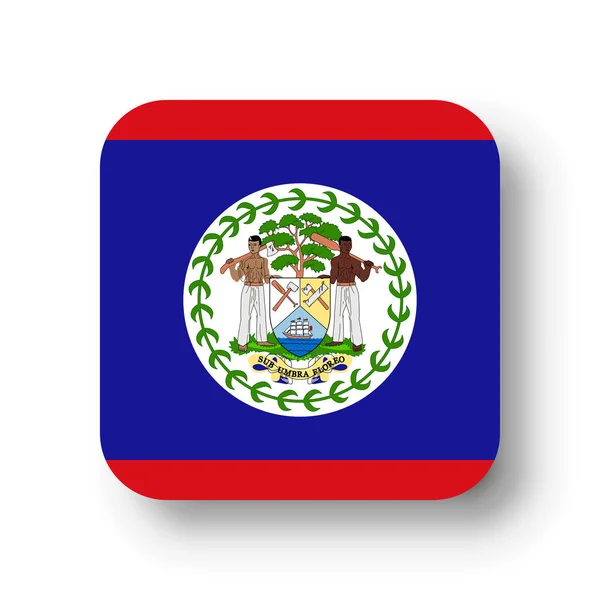 Drapeau Belize Carré Vectoriel Plat Aux Coins Arrondis Ombre Portée — Image vectorielle