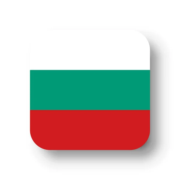 Bandeira Bulgária Quadrado Vetorial Plano Com Cantos Arredondados Sombra Solta — Vetor de Stock