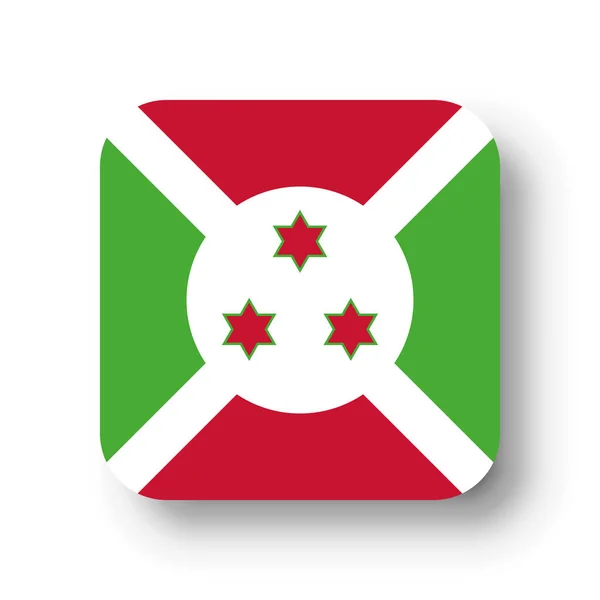 Флаг Бурунди Плоский Векторный Квадрат Закругленными Углами Отброшенной Тенью — стоковый вектор