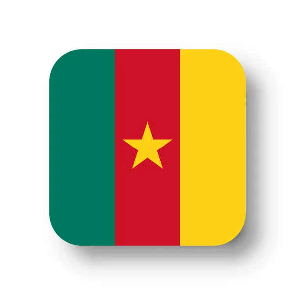 Σημαία Καμερούν Επίπεδη Διανυσματική Πλατεία Στρογγυλεμένες Γωνίες Και Έπεσε Σκιά — Διανυσματικό Αρχείο