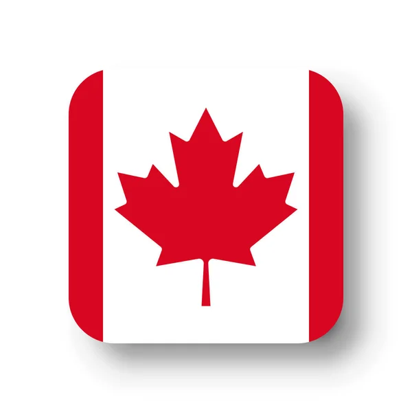 Bandera Canadá Cuadrado Vectorial Plano Con Esquinas Redondeadas Sombra Caída — Archivo Imágenes Vectoriales