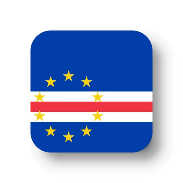 Bandera Cabo Verde Cuadrado Vectorial Plano Con Esquinas Redondeadas Sombra — Vector de stock