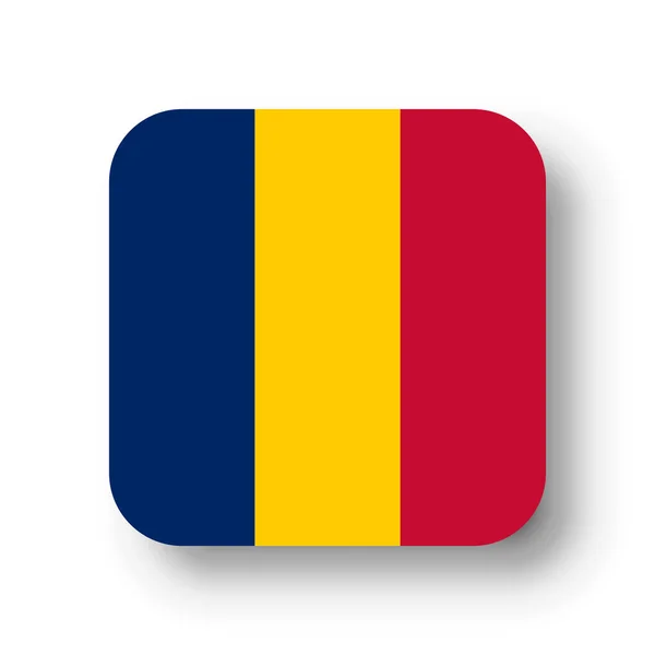 Tschad Flagge Flaches Vektorquadrat Mit Abgerundeten Ecken Und Schatten — Stockvektor