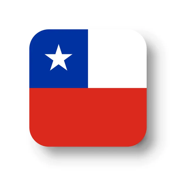 Bandera Chile Cuadrado Vectorial Plano Con Esquinas Redondeadas Sombra Caída — Archivo Imágenes Vectoriales