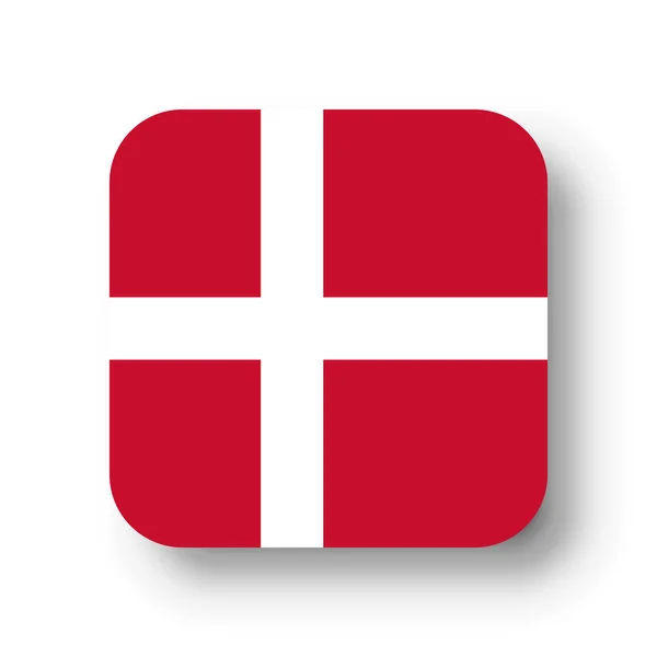 Dánia Zászló Lapos Vektor Tér Lekerekített Sarkokkal Levetett Árnyékkal — Stock Vector