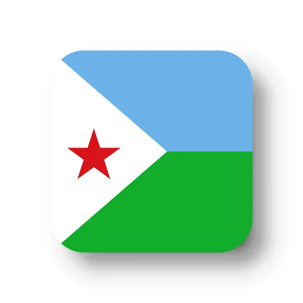 Bandera Djibouti Cuadrado Vectorial Plano Con Esquinas Redondeadas Sombra Caída — Vector de stock