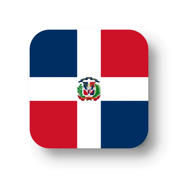 Drapeau République Dominicaine Carré Vectoriel Plat Aux Coins Arrondis Ombre — Image vectorielle