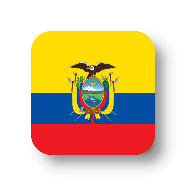 Ecuador Zászló Lapos Vektor Tér Lekerekített Sarkokkal Levetett Árnyék — Stock Vector
