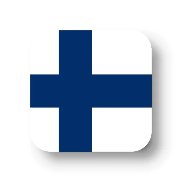 Finland Vlag Vlakke Vector Vierkant Met Afgeronde Hoeken Vallende Schaduw — Stockvector