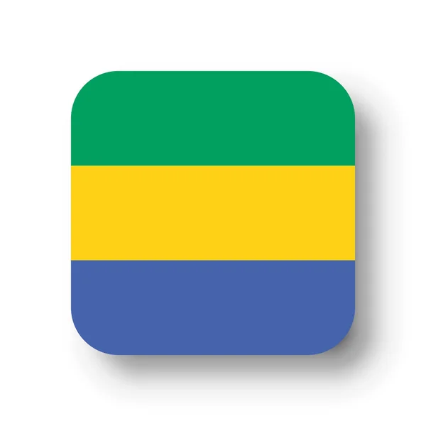 Σημαία Γκαμπόν Επίπεδο Διανυσματικό Τετράγωνο Στρογγυλεμένες Γωνίες Και Πεσμένη Σκιά — Διανυσματικό Αρχείο